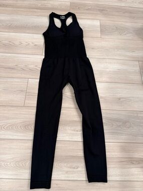 Black Ribbed Athletic Bodysuit w/ Padding